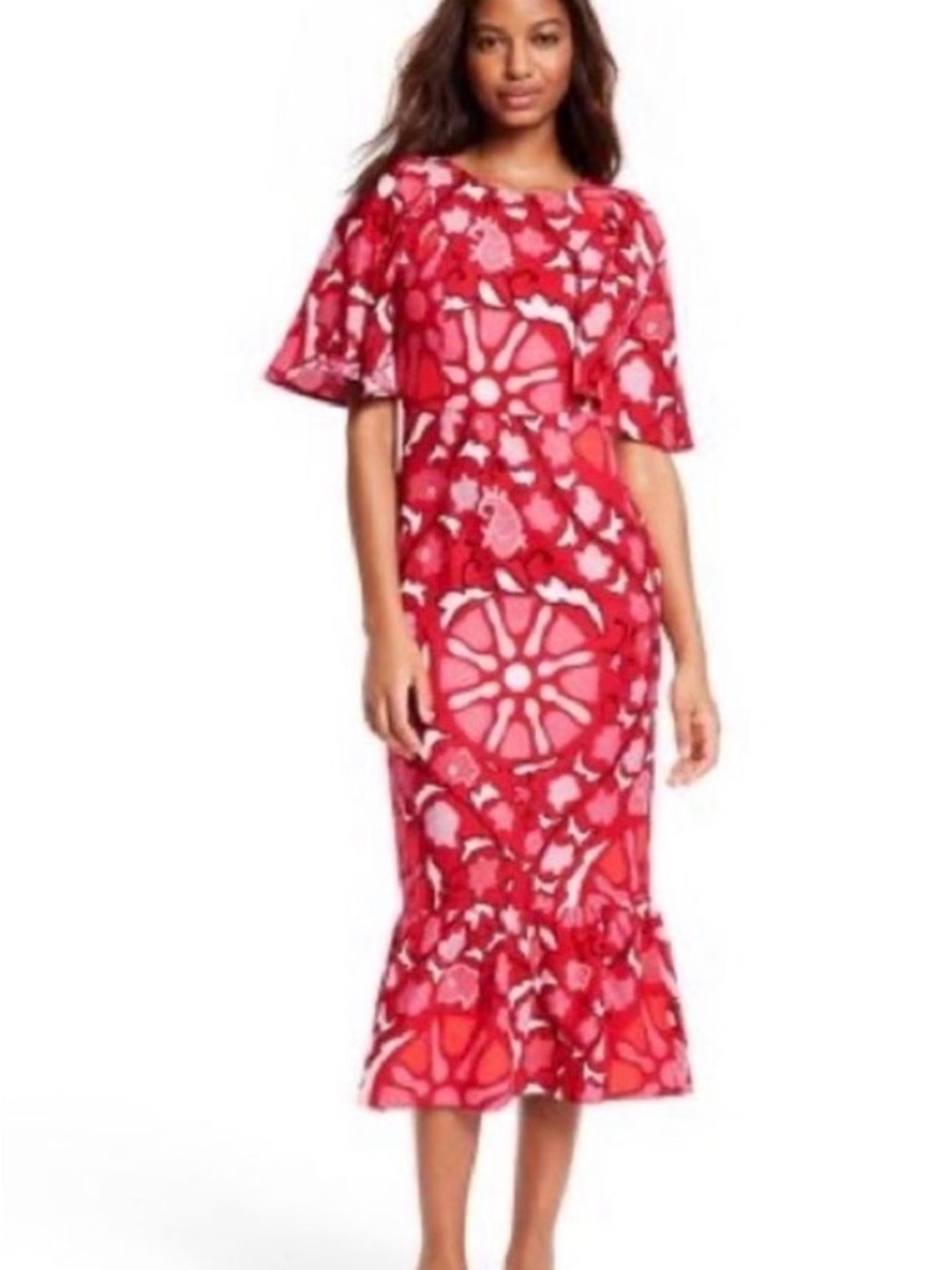 Women’s Red Floral Midi Dress